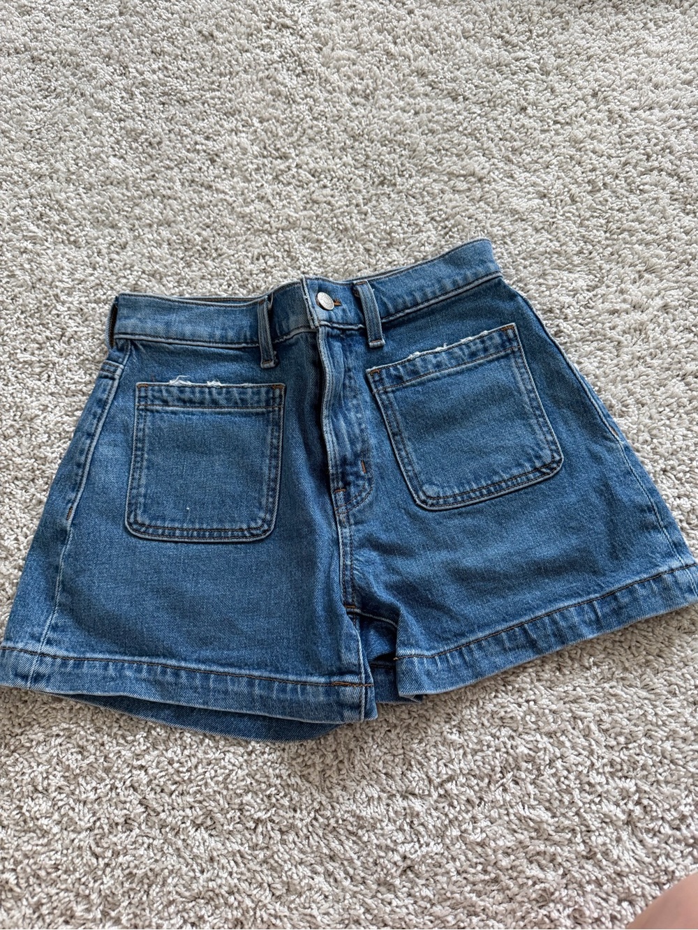 Madewell Blue High-Rise Pocket Denim Shorts